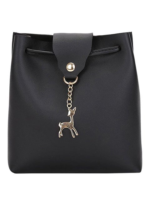 Deer Detailed Shoulder Bag Black