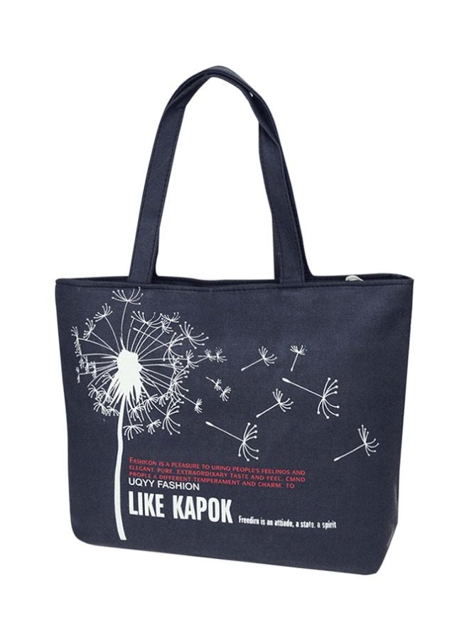 OUTAD Printed Zipper Tote Bag Blue 