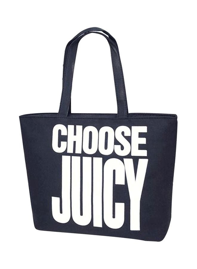 OUTAD Printed Zipper Tote Bag Blue 