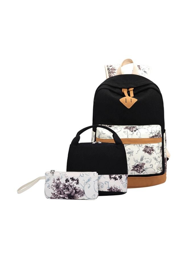 Sharpdo - Polyester Printed Zipper Kids Backpack Set Black/White/Purple - Image 1
