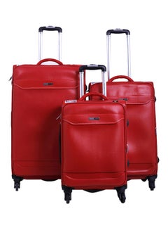 PARAJOHN Softside 3 Piece Luggage Trolley Set Red  - Image 1