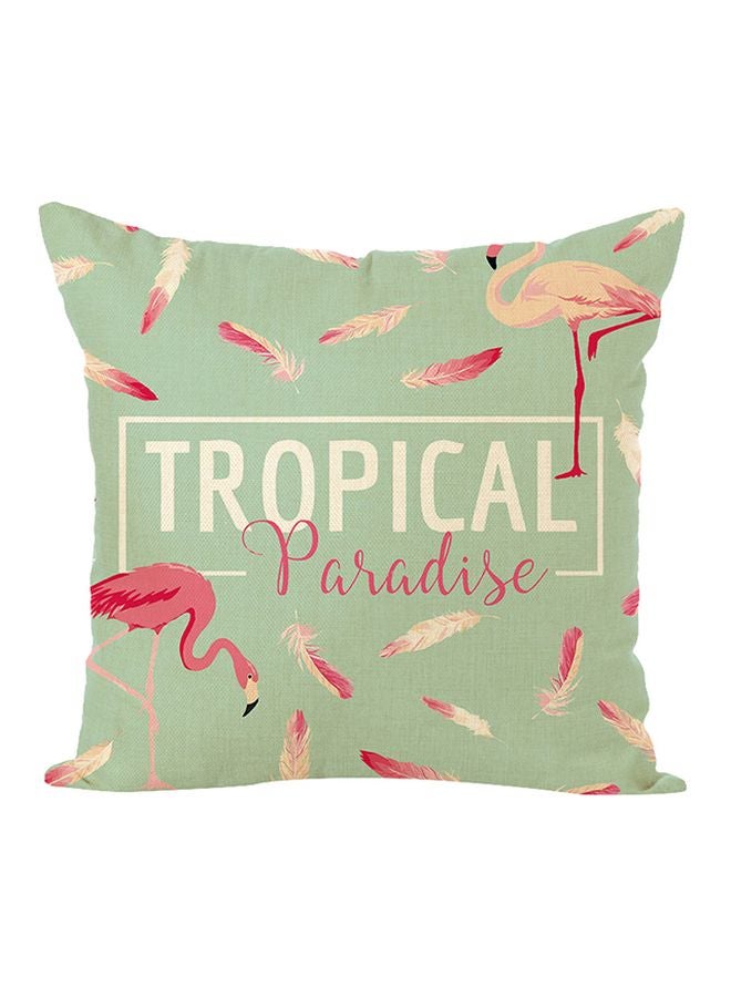 شاربدو وسادة زينة بطبعة عبارة "Tropical Paradise" أخضر/أبيض/وردي