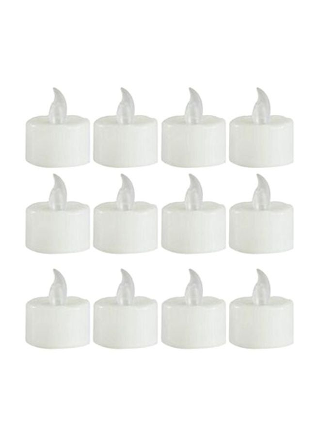 مصباح تي يعمل ببطارية وميض LED مكون من 12 قطعة أبيض 3x19سم