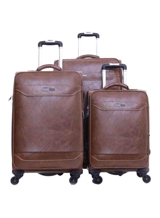 PARAJOHN - Buffalos Softside 3 Piece Luggage Trolley Set Brown - Image 1