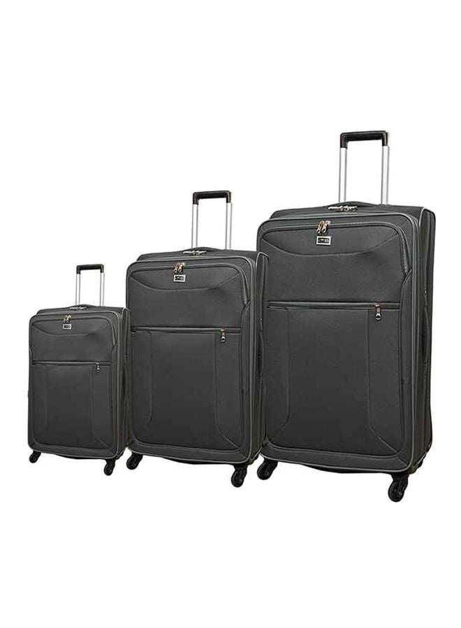 NEW TRAVEL Softside 3 Piece Luggage Trolley Set Grey  - Image 1