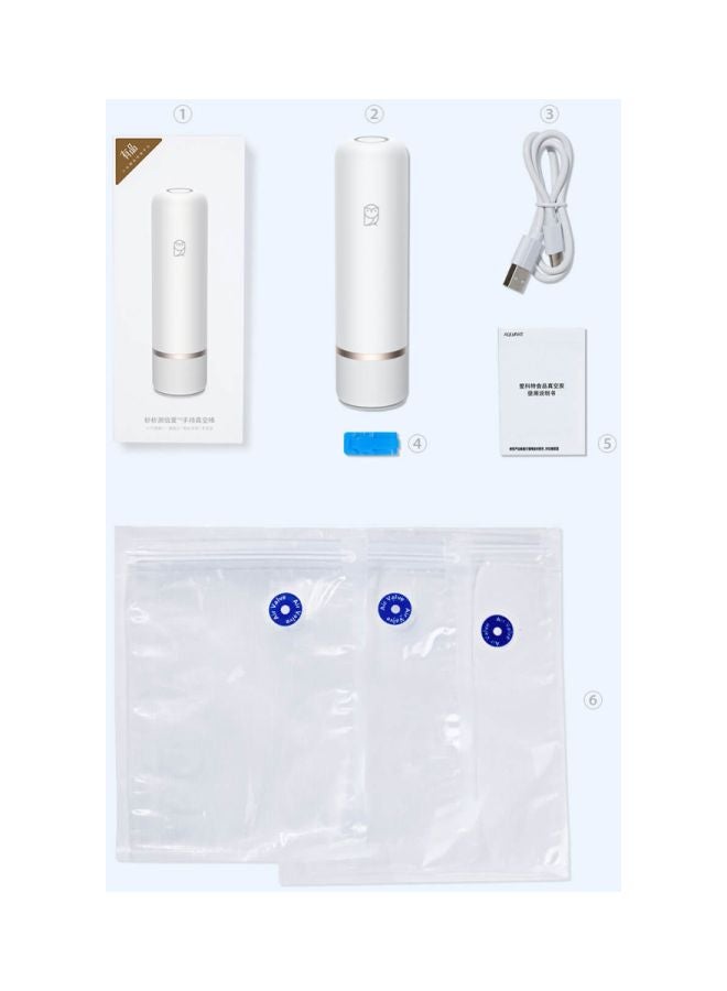 مجموعة مضخة شفط مياو مياو سي محمولة لتخزين الأطعمة من 12 قطعة أبيض/فضي