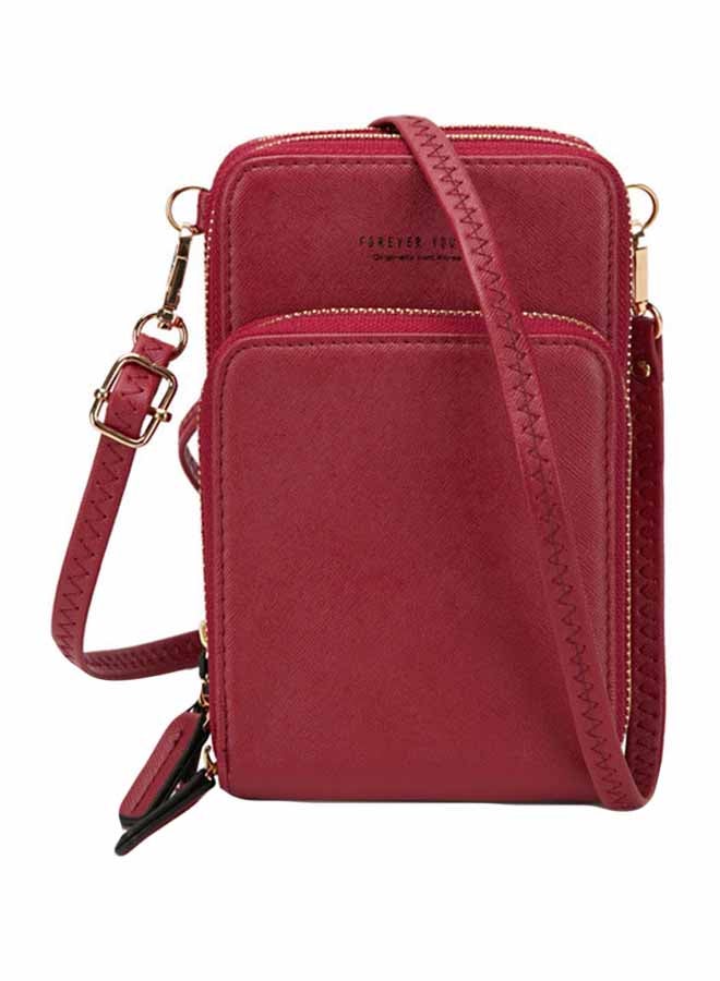 Forever young Polyurethane Casual Cross Body Bag Maroon 