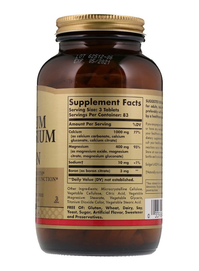 Solgar Calcium Magnesium Plus Boron Bone Support - 250 Tablets - Image 2