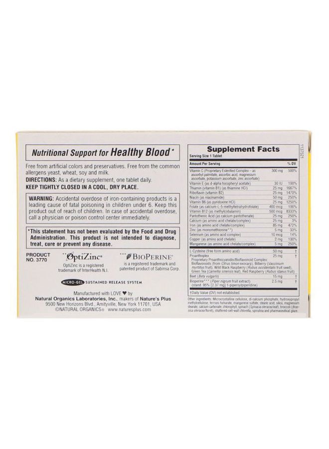 Natures Plus - Hema-Plex Synergistic Cofactors Total Blood Health - 30 Tablet - Image 1