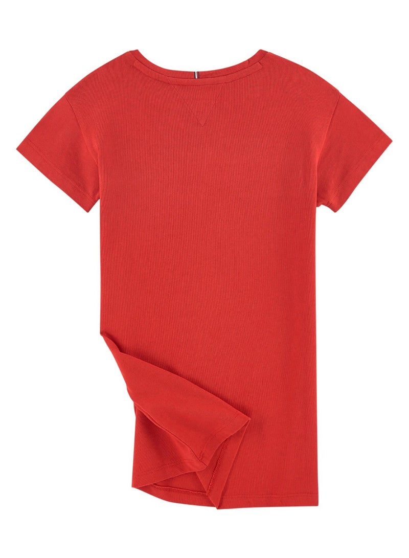 TOMMY HILFIGER Flag Jersey Long T-Shirt Deep Crimson/Blue/White - Image 4