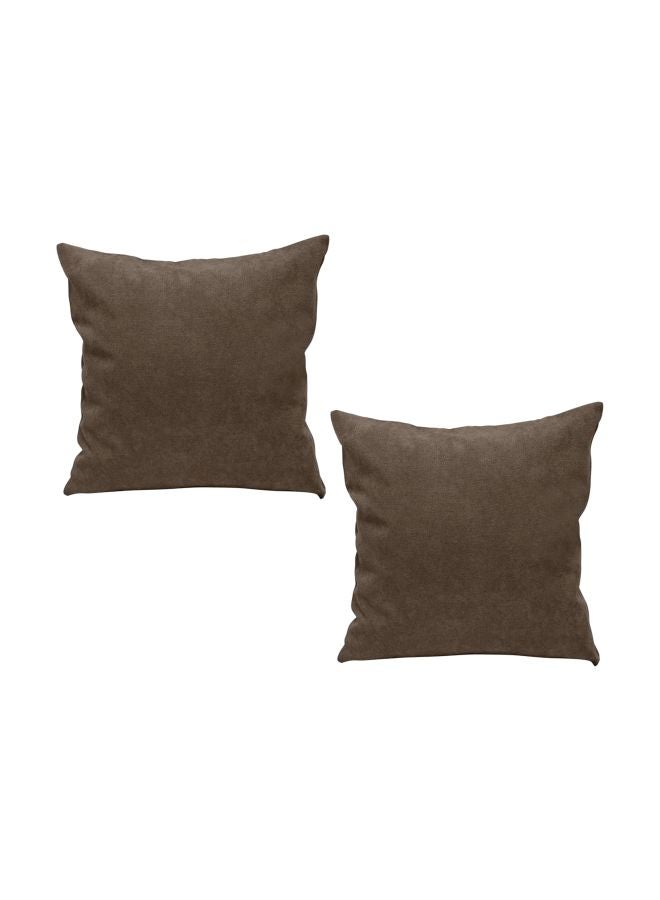 REGAL IN HOUSE 2-Piece Square Throw Pillow Brown 50x50cm  - Image 1