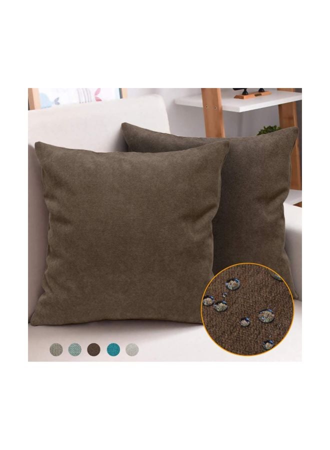 REGAL IN HOUSE 2-Piece Square Throw Pillow Brown 50x50cm  - Image 2