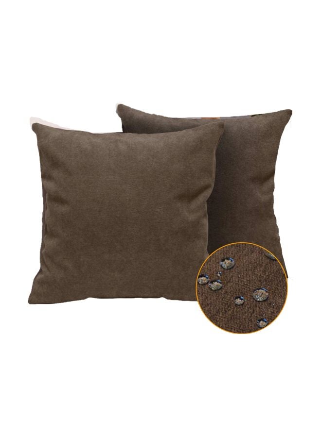 REGAL IN HOUSE 2-Piece Square Throw Pillow Brown 50x50cm  - Image 3