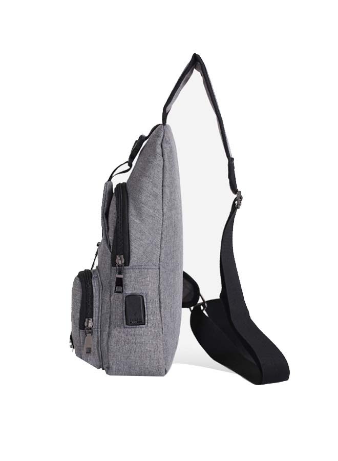 حقيبة ظهر خارجية مزودة بمنفذ شحن USB رمادي - Image 2