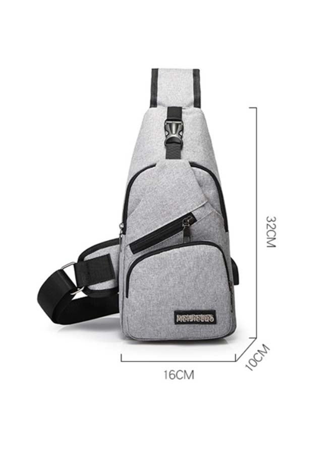 حقيبة ظهر خارجية مزودة بمنفذ شحن USB رمادي - Image 3