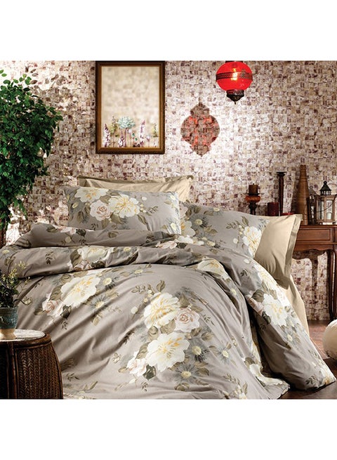 10-Piece Comforter Set Cotton Green/Beige