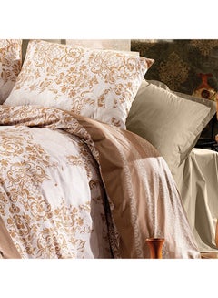 ريغال إن هاوس طقم لحاف مزين بطبعات مكون من 6 قطع cotton أبيض/بيج Queen  - Image 2