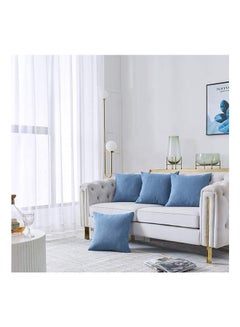 REGAL IN HOUSE 2-Piece Decorative Square Cushion Set linen Crayon Blue 45x45cm  - Image 4