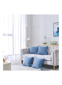 REGAL IN HOUSE 2-Piece Decorative Square Cushion Set linen Crayon Blue 45x45cm  - Image 3