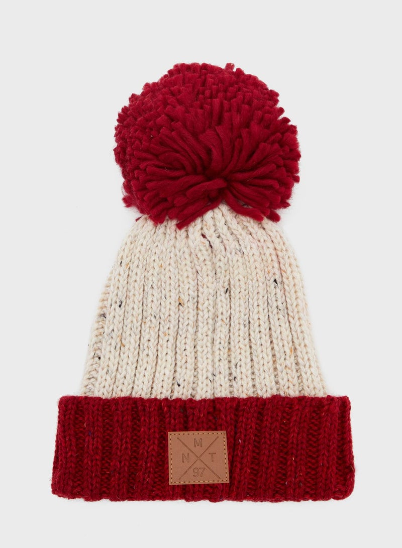 MINOTI Kids Knitted Pom Pom Beanie Multicolor - Image 1