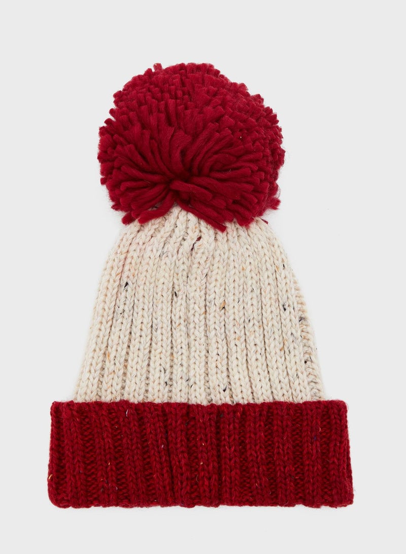 MINOTI Kids Knitted Pom Pom Beanie Multicolor - Image 2