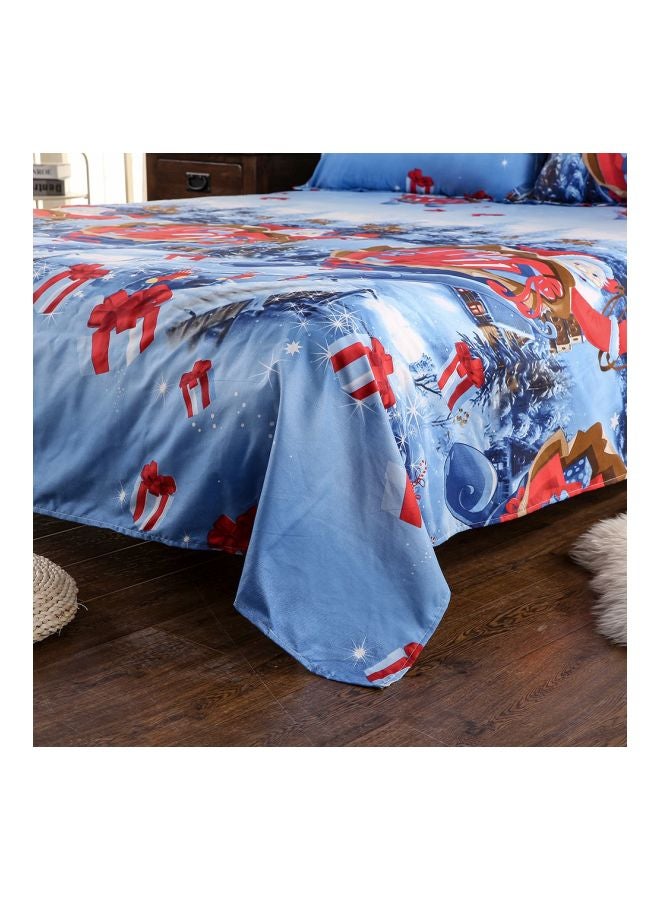 4-Piece 3D Christmas Printed Duvet Cover Set Polyester Blue/White/Red - Image 5