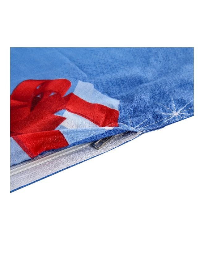 4-Piece 3D Christmas Printed Duvet Cover Set Polyester Blue/White/Red - Image 4