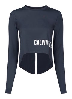 Calvin Klein Performance Long Sleeve Hi-Low T-Shirt Dark Blue  - Image 3