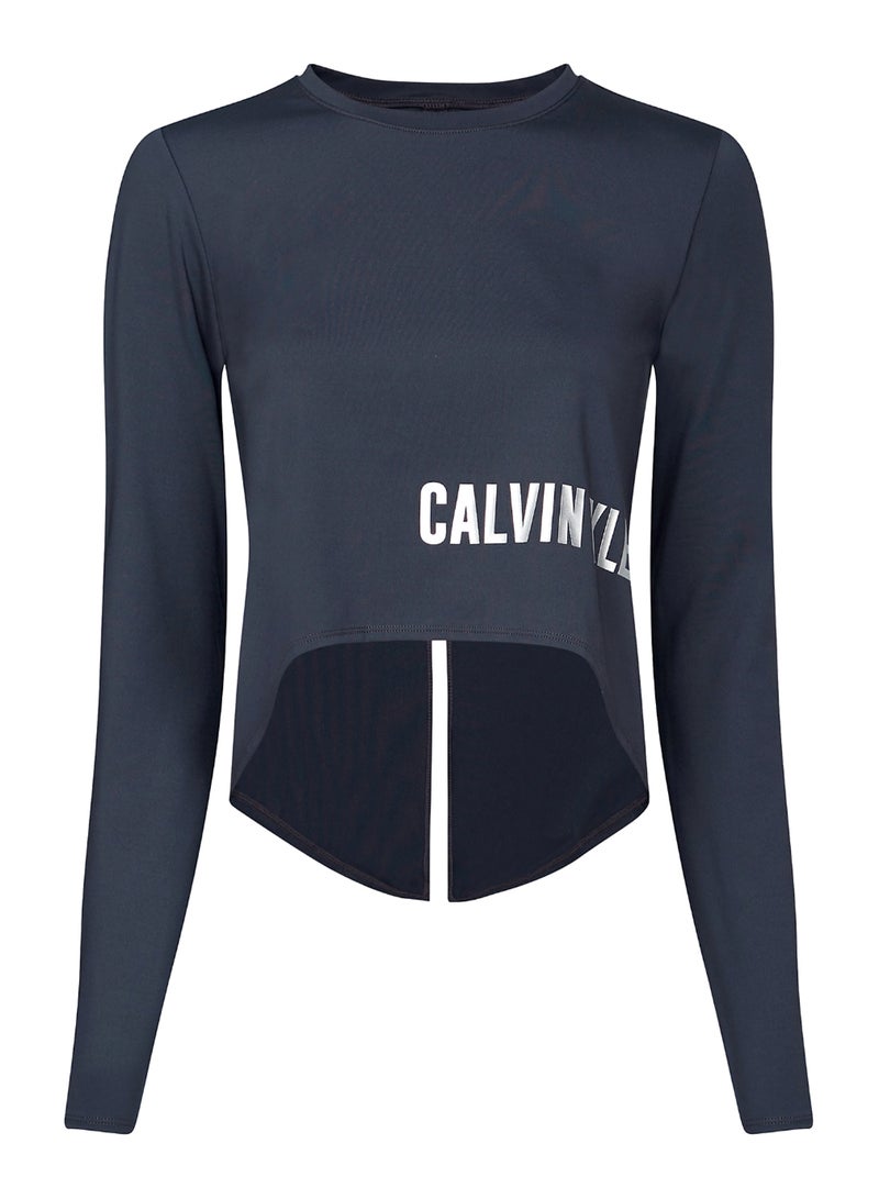 Calvin Klein Performance - Long Sleeve Hi-Low T-Shirt Dark Blue - Image 1