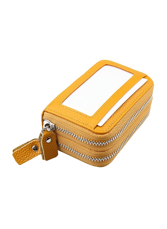 Double Layers Zipper Design Mini Wallet Yellow