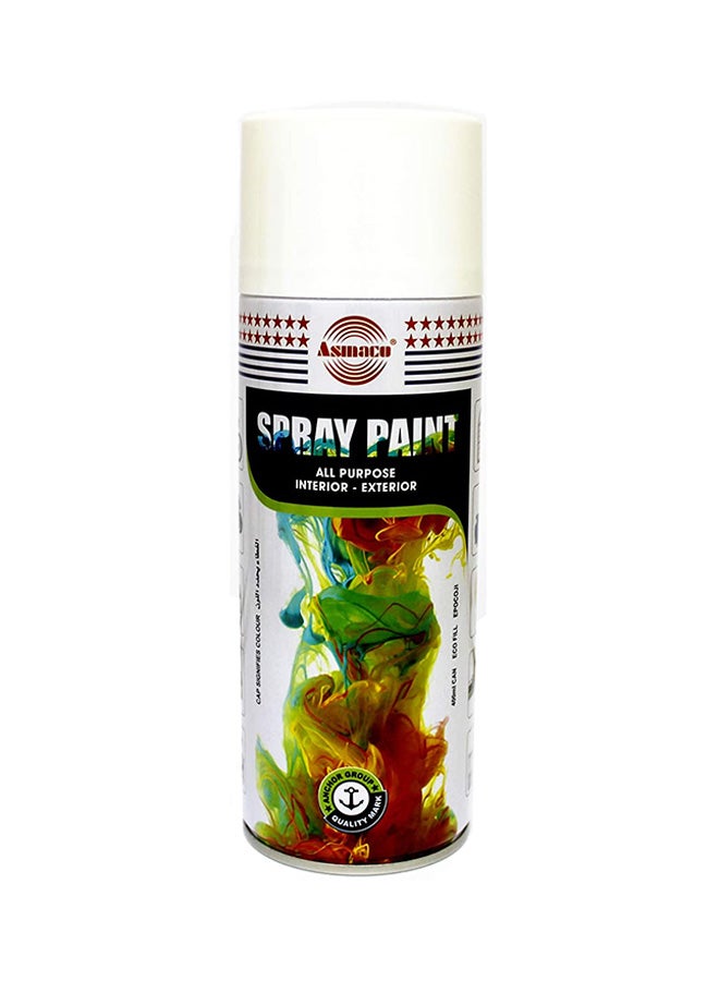 Asmaco Quick Drying Smooth Finish Premium Quality Durable High-Gloss All-Purpose Spray Paint White 400ml White 400ml