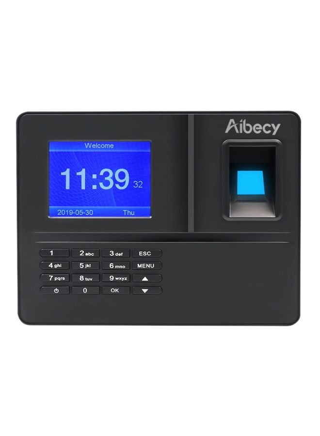 Aibecy - Biometric Fingerprint Time Attendance Machine Black/Blue - Image 1