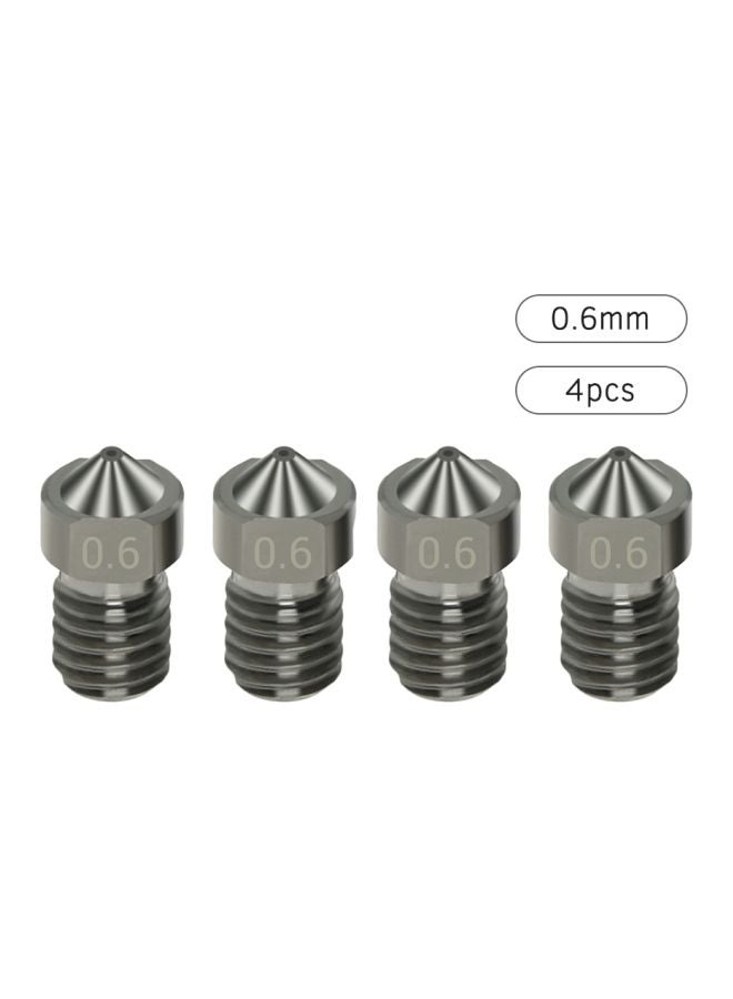 4-Piece Steel Nozzles For Filament 3D Printer Parts Silver 