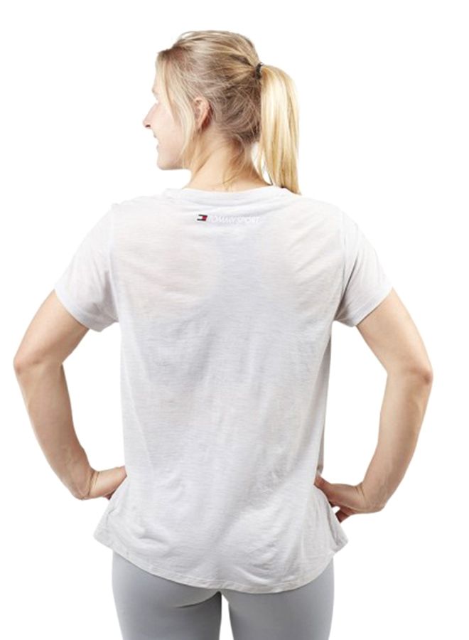 TOMMY SPORT Crew Neck Short Sleeve T-Shirt White - Image 2