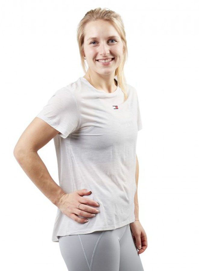 TOMMY SPORT Crew Neck Short Sleeve T-Shirt White - Image 3