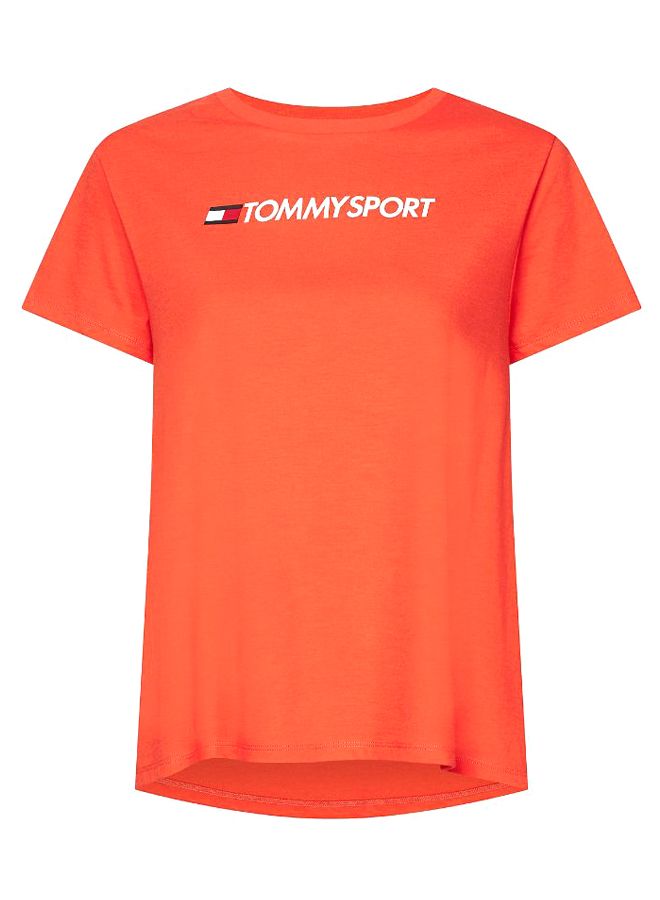 تومي سبورت تيشيرت بطبعة على شكل شعار قرمزي فاتح - Image 3