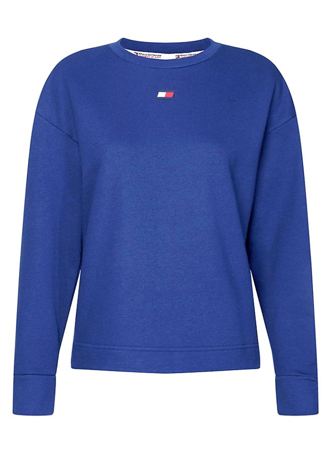 TOMMY SPORT Open Back Tape Fleece Sweatshirt Blue Ink - Image 3