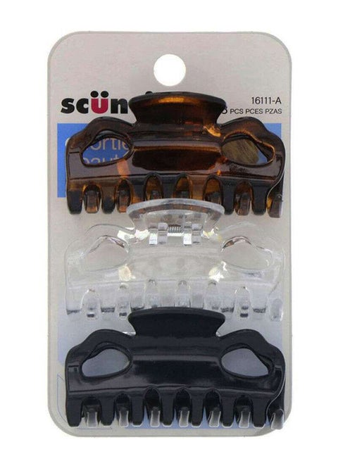 3-Piece Jaw Clip Set Dark Brown/Clear/Black