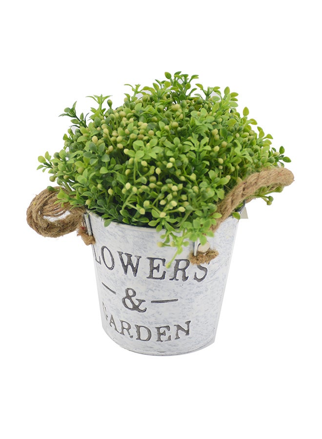 DRAMA HOME Artificial Potted Plant White/Green/Silver 