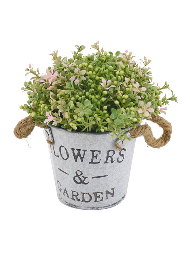 DRAMA HOME Artificial Potted Plant Green/Pink/Grey 