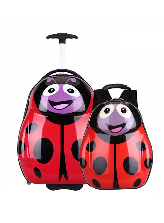 Travel Luggage Trolley Bag With Backpack Red/Black