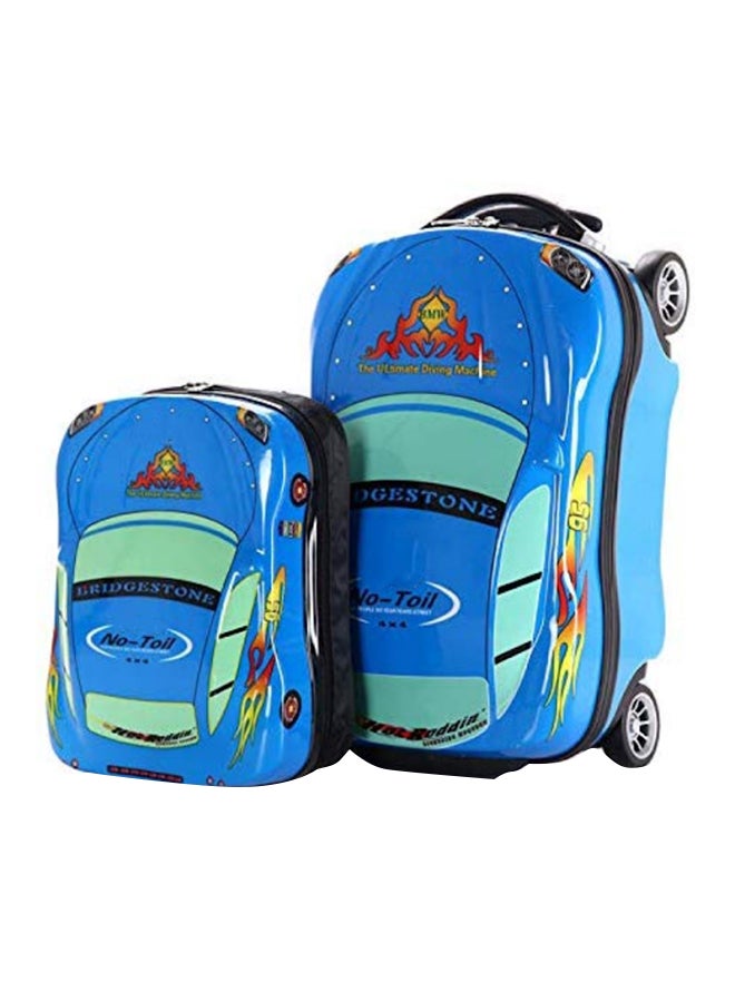 Travel Luggage Trolley Bag With Backpack Blue/Green
