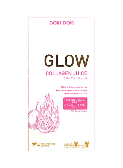 Glow Collagen Juice Passion Dragonfruit Snow Fungus 240grams Pack of 4