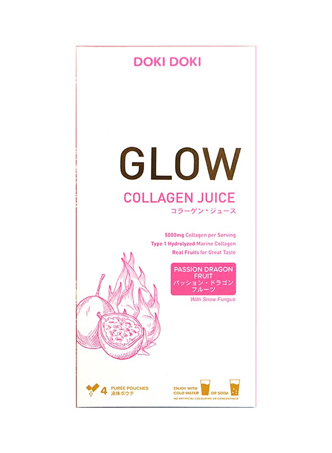 Doki Doki - Glow Collagen Juice Passion Dragonfruit Snow Fungus 240grams Pack of 4 - Image 1