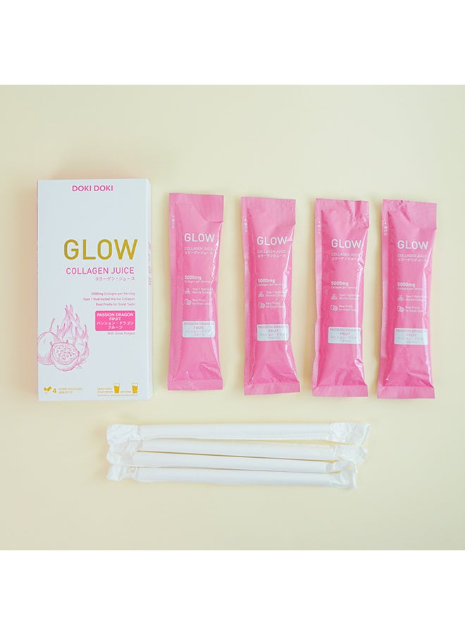 Doki Doki - Glow Collagen Juice Passion Dragonfruit Snow Fungus 240grams Pack of 4 - Image 1