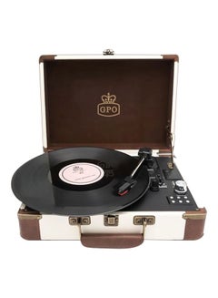 GPO Retro Ambassador Bluetooth Vinyl Record Player 24101711 Cream/Tan  - Image 1
