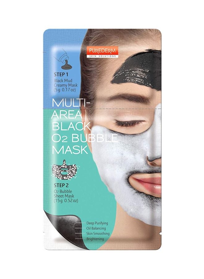 Purederm Multi-Area Black O2 Bubble Sheet Mask 15grams - Image 1