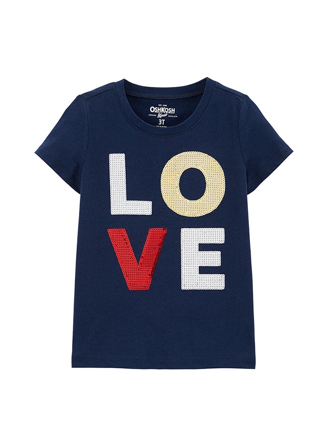 أوشكوش بي جوش تيشيرت بتفاصيل من الترتر أزرق - Image 1