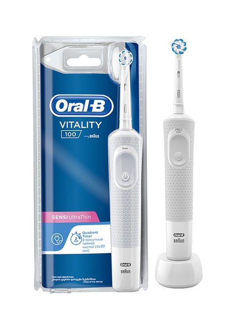 Vitality 100 Sensi Ultrathin Rechargeable Clamshell Toothbrush White