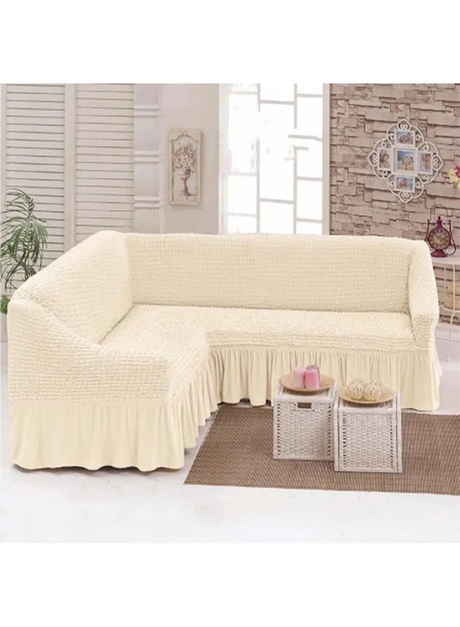 Fabienne Five Seater Stretchable Sofa Cover Cream 2.5 - 4meter 